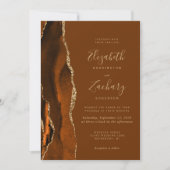 Invitation Code QR Mariage Or Brun Agate Orange Brûlé (Devant)