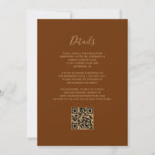 Invitation Code QR Mariage Or Brun Agate Orange Brûlé (Dos)