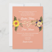 Invitation Code QR Mariage Pêche Floral (Devant)