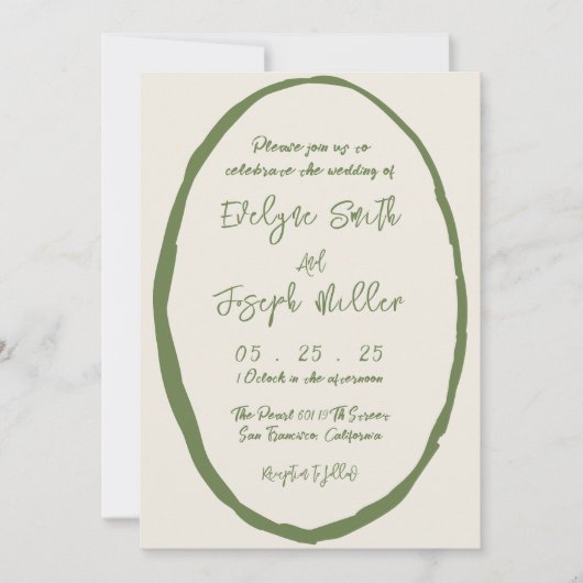 Invitation Code QR Mariage photo illustré à la main (Devant)