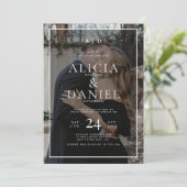 Invitation Code QR mariage photo typographie moderne simple (Debout devant)
