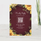 Invitation Code QR Mariage Pot de Fleurs de Tournesol de Bour (Dos)