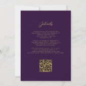 Invitation Code QR Mariage Prune Agate Or Pourpre (Dos)