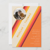 Invitation Code QR Mariage Rayures Orange Brûlé Rétro 70s 80s (Devant)