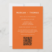 Invitation Code QR Mariage Rayures Orange Brûlé Rétro 70s 80s (Dos)