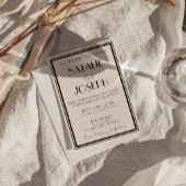 Invitation Code QR Mariage Rétro Argent Noir Élégant de Luxe