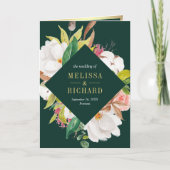 Invitation Code QR Mariage Rose Émeraude Floral Doré (Devant)
