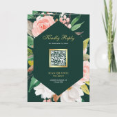Invitation Code QR Mariage Rose Émeraude Floral Doré (Dos)