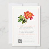 Invitation Code QR mariage rose orange strié (Devant)