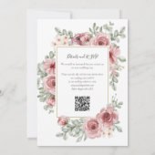 Invitation Code QR Mariage Rose Poussiéreuse Florale (Dos)