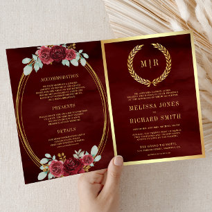 Invitation Code QR Mariage Roses Rouges de Bourgogne Tout en