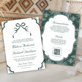 Invitation Code QR Mariage Ruban Coquette Dentelle Blanche Ém