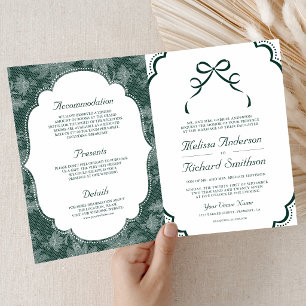 Invitation Code QR Mariage Ruban Coquette Dentelle Blanche Ém