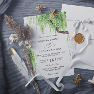Invitation Code QR Mariage Saule Pleureur Arbre Budget