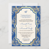 Invitation Code QR Mariage Sikh Anand Karaj Dentelle Bleu Roy (Devant)