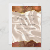 Invitation Code QR Mariage Soie Ivoire Agate Or Orange Brûlé (Devant)