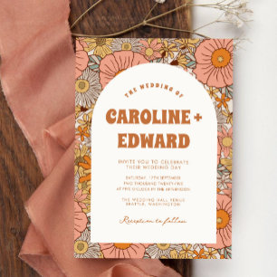 Invitation Code Qr Mariage Super coloré rétro Wavy Boho