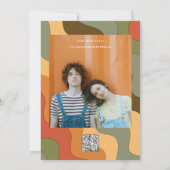 Invitation Code Qr Mariage Super coloré rétro Wavy Boho (Dos)