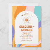 Invitation Code Qr Mariage Super coloré rétro Wavy Boho (Devant)