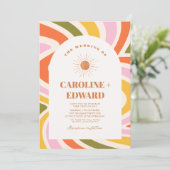Invitation Code Qr Mariage Super Wavy Boho couleur rétro (Debout devant)