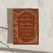 Invitation Code QR Mariage Terracotta Floral Orange Brûlé