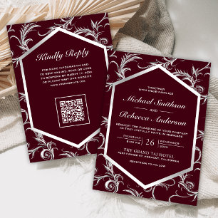 Invitation Code QR mariage tourbillon argenté de Bourgogne