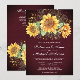 Invitation Code QR Mariage Tournesols Bois de Bourgogne
