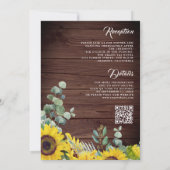 Invitation Code QR Mariage Tournesols Eucalyptus Bois Rustiqu (Dos)