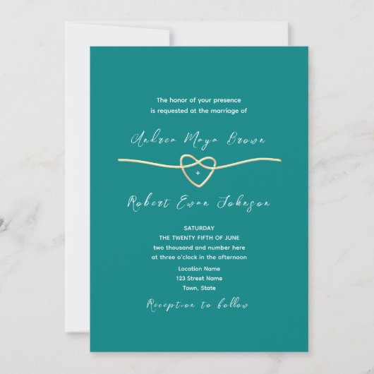 Invitation Code QR Mariage Turquoise moderne (Devant)