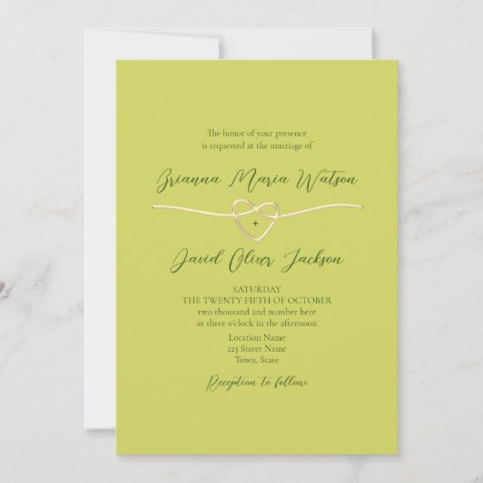 Invitation Code QR Mariage Vert Citron (Devant)