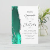 Invitation Code QR Mariage Vert écume d'argent Agate (Debout devant)