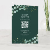 Invitation Code QR mariage vert émeraude Eucalyptus Or végéta (Dos)