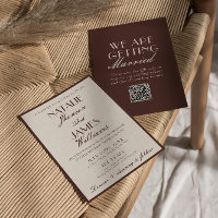 Code QR Mariage Vieux Argent Brun Chocolat Élégant