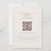 Invitation Code QR marron classique Détail RSVP Registre Mari (Dos)