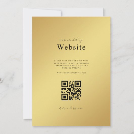 Invitation Code QR métal or et noir tout en un Mariage (Dos)
