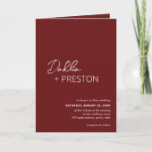 Invitation Code QR minimal Bourgogne Mariage moderne (Devant)