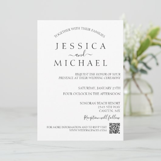 Invitation Code QR minimal de Mariage simple (Debout devant)