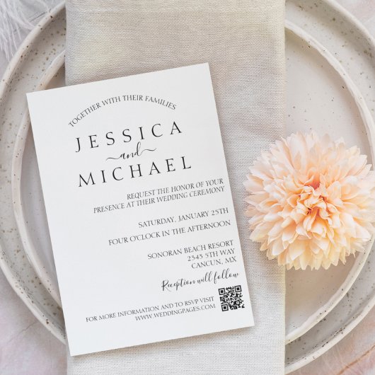 Invitation Code QR minimal de Mariage simple