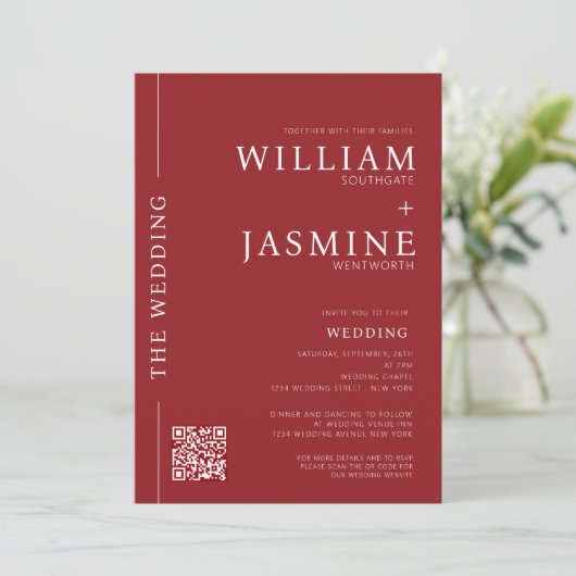 Invitation Code QR minimal moderne et tout-en-un photo (Debout devant)