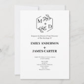 Invitation Code QR Minimal Monogramme Botanique Mariage  (Devant)