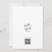 Invitation Code QR Minimal Monogramme Botanique Mariage  (Dos)