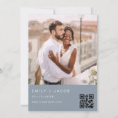 Invitation Code QR minimaliste Dusty Blue Mariage (Dos)