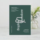 Invitation Code QR minimaliste Mariage Emerald Green moderne (Debout devant)