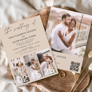 Invitation Code QR minimaliste Mariage en terre cuite