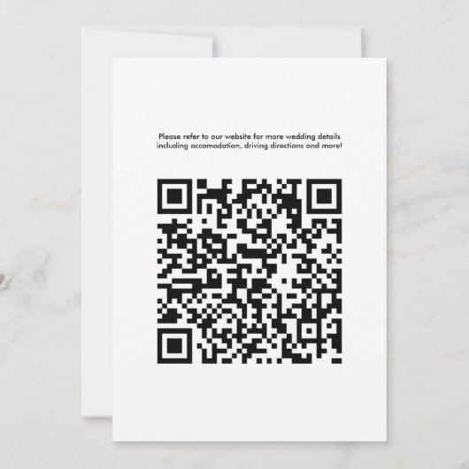 Invitation Code QR minimum classique noir blanc 2024 Mariage (Dos)