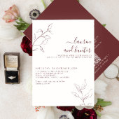 Invitation Code QR moderne Burgundy Script Mariage botanique