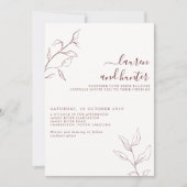 Invitation Code QR moderne Burgundy Script Mariage botanique (Devant)