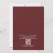 Invitation Code QR moderne Burgundy Script Mariage botanique (Dos)
