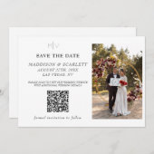 Invitation Code QR moderne de photo de dos Enregistrer la dat (Devant / Derrière)
