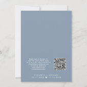 Invitation Code QR moderne Dusty Blue Wedding Réception (Dos)